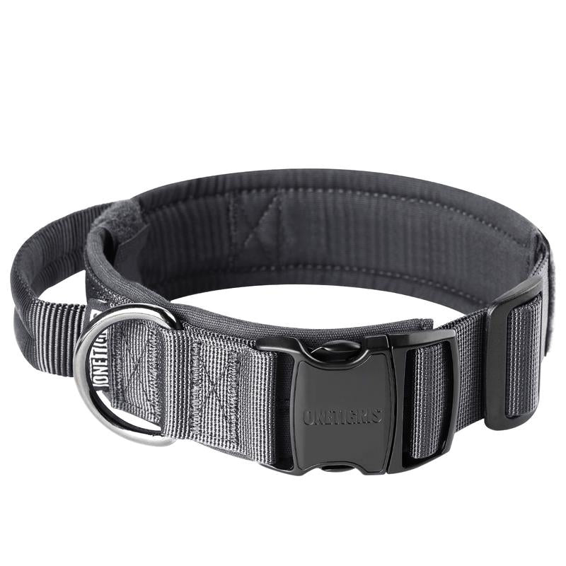 Onetigris Military-Grade Tactical Dog Collar with Handle - Adjustable Heavy Duty for Training & Outdoor Adventures - Perfect for Large Dogs & K9 Gear