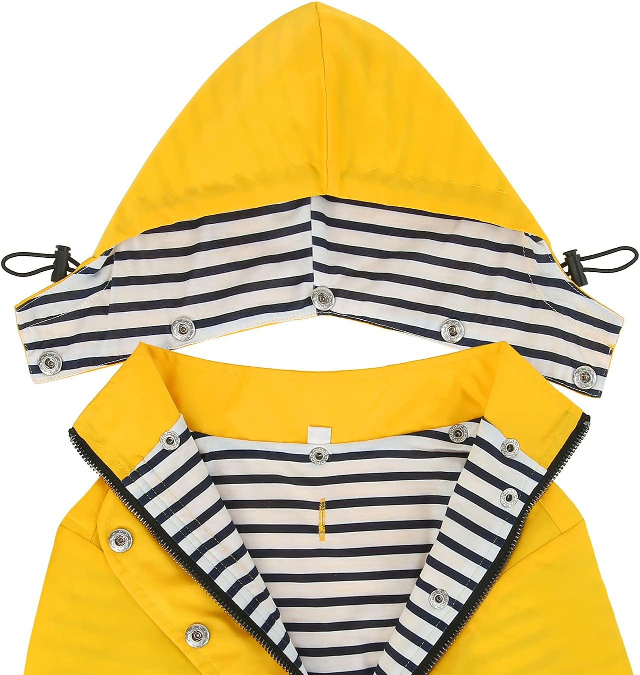 Dog Raincoat Double Layer Zip Rain Jacket with Hood for Small to Large Dogs Yellow - 2XL