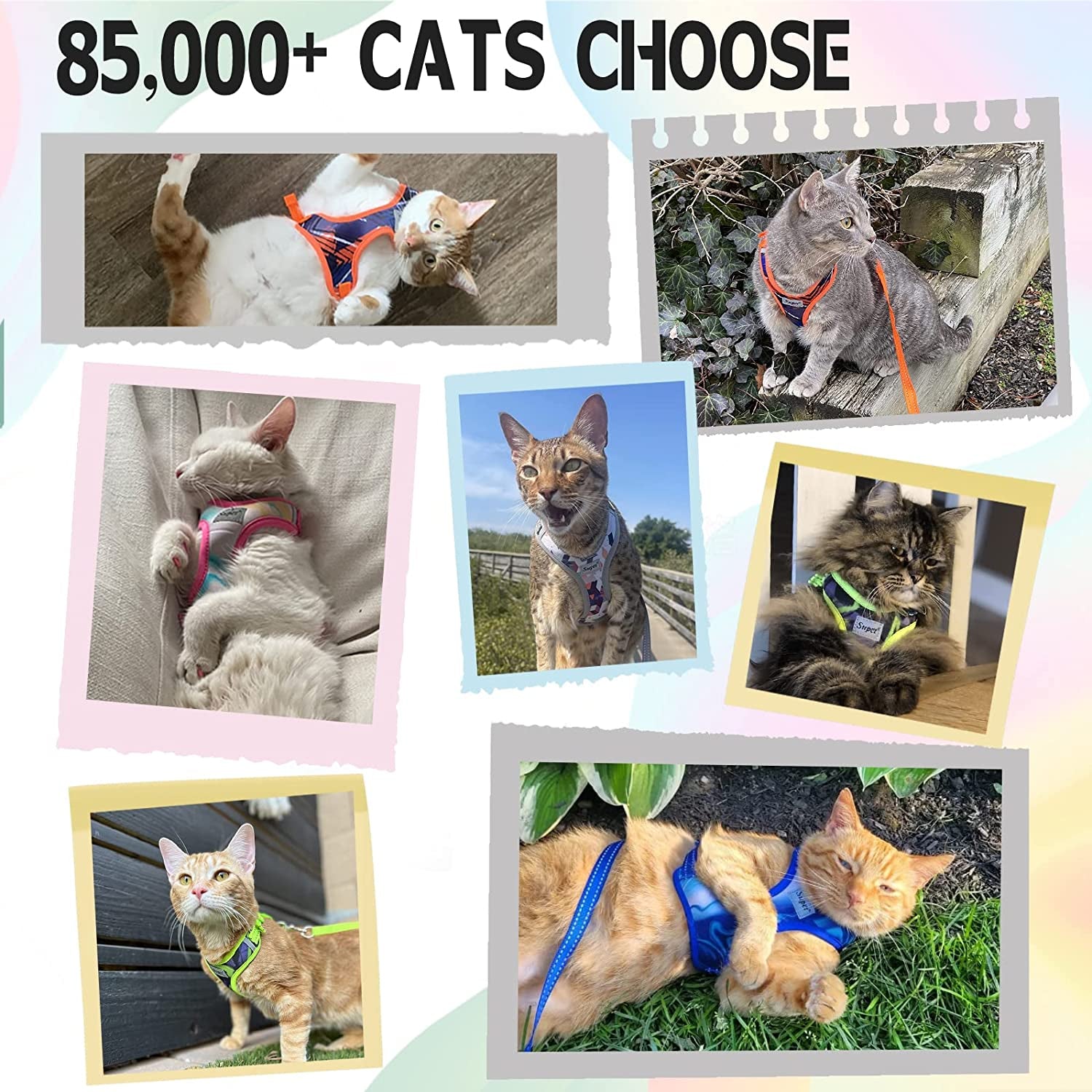 Cat Harness and Leash Set Stylish Escape Proof Cat Vest Harness Adjustable Breathable Pet Harness with Reflective Trim Step-In Cat Leash and Harness for Cats Puppies S(Chest:9.6-15.7'' Black