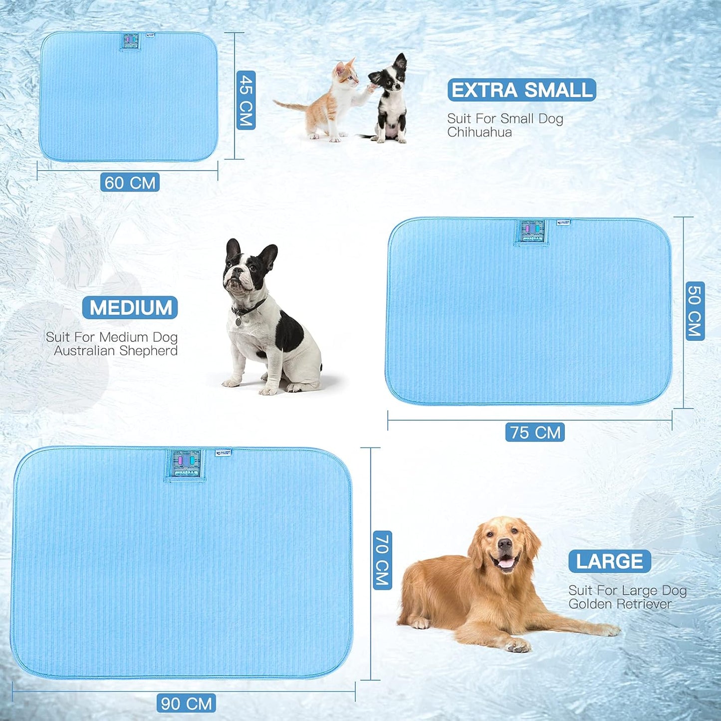 Portable Dog Cooling Mat & Summer Sleeping Pad Easy Clean Dog Bed - Waterproof, Machine Washable, Non Slip, Chew Proof, Reusable Pet Pee Pad for Dog, Cat and Rabbit. (20"X 30") M, Blue