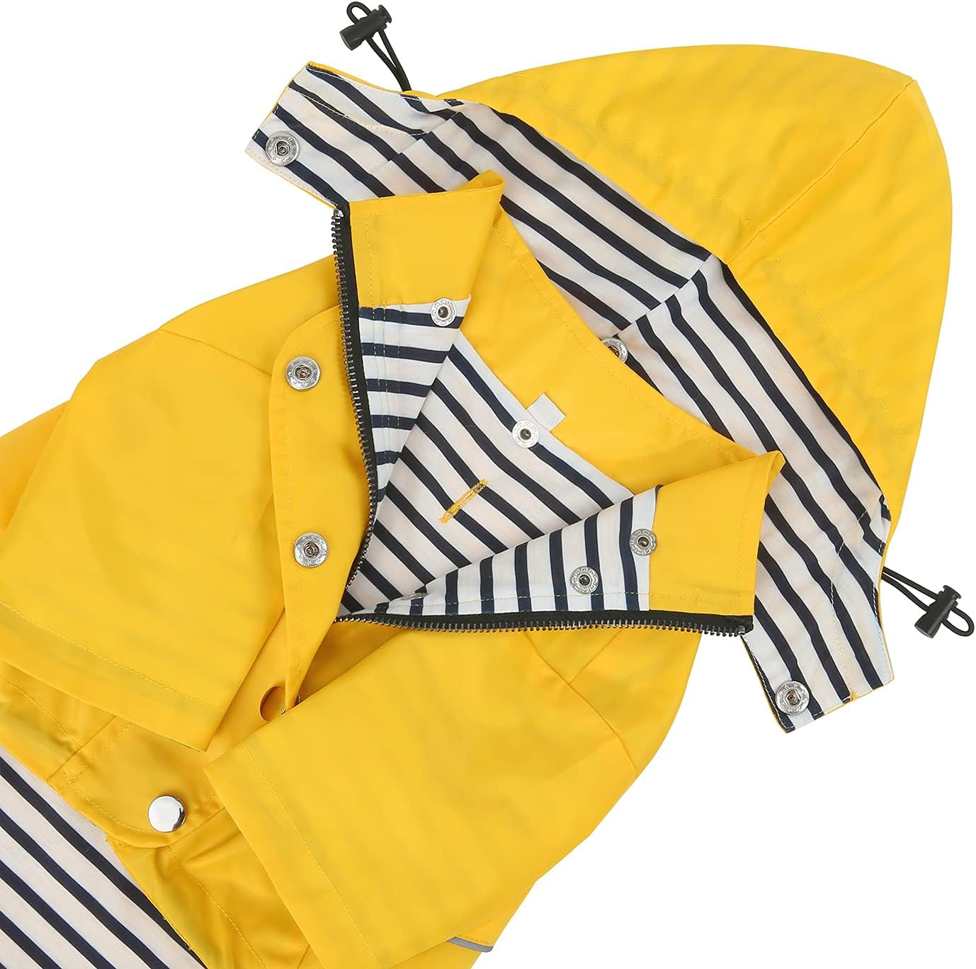 Dog Raincoat Double Layer Zip Rain Jacket with Hood for Small to Large Dogs Yellow - 2XL