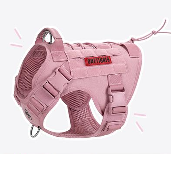 Mountbatten Pink Onetigris Fire Watcher Tactical Dog Harness – Durable MOLLE Safety Vest with Handle & No-Pull D-Rings for Medium & Large Dogs