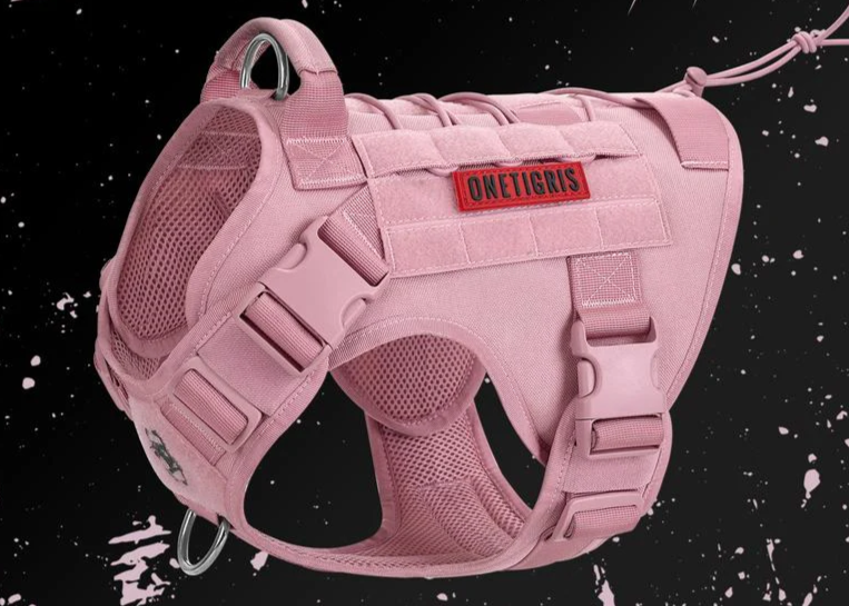 Mountbatten Pink Onetigris Fire Watcher Tactical Dog Harness – Durable MOLLE Safety Vest with Handle & No-Pull D-Rings for Medium & Large Dogs
