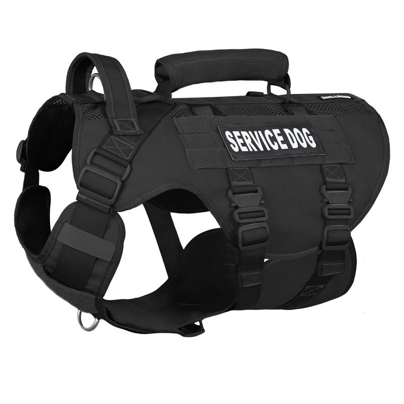 Ultimate Large Dog Service Harness - Breathable Mesh, Military Molle Vest & Heavy-Duty Metal Buckle for Training, Hiking & Walking
