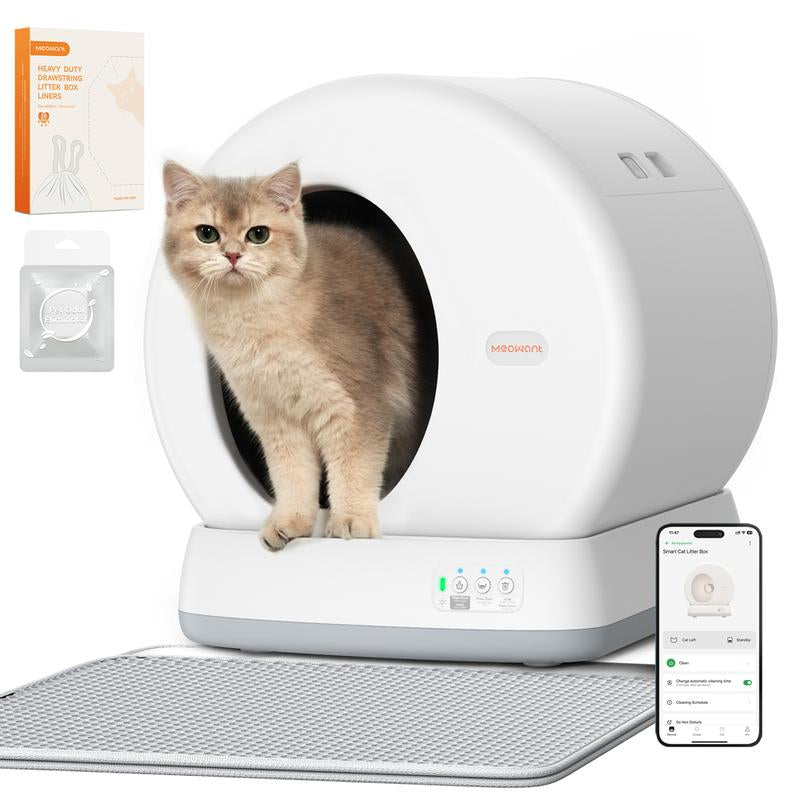 Meowant SC01 Self-Cleaning Cat Litter Box, Odor Removal/App Control Smart Cat Litter Box with Mat & Liner #Cozyvibes #Petlife
