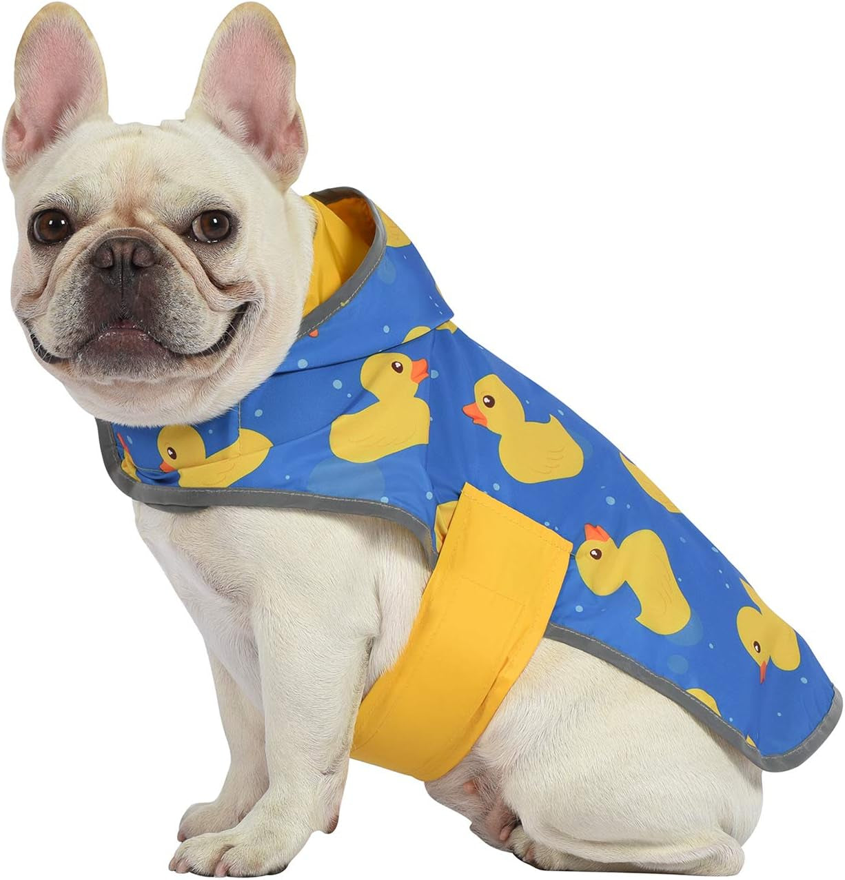 Reversible Dog Raincoat Hooded Slicker Poncho Rain Coat Jacket for Small Medium Large Dogs Ducks Yellow - M