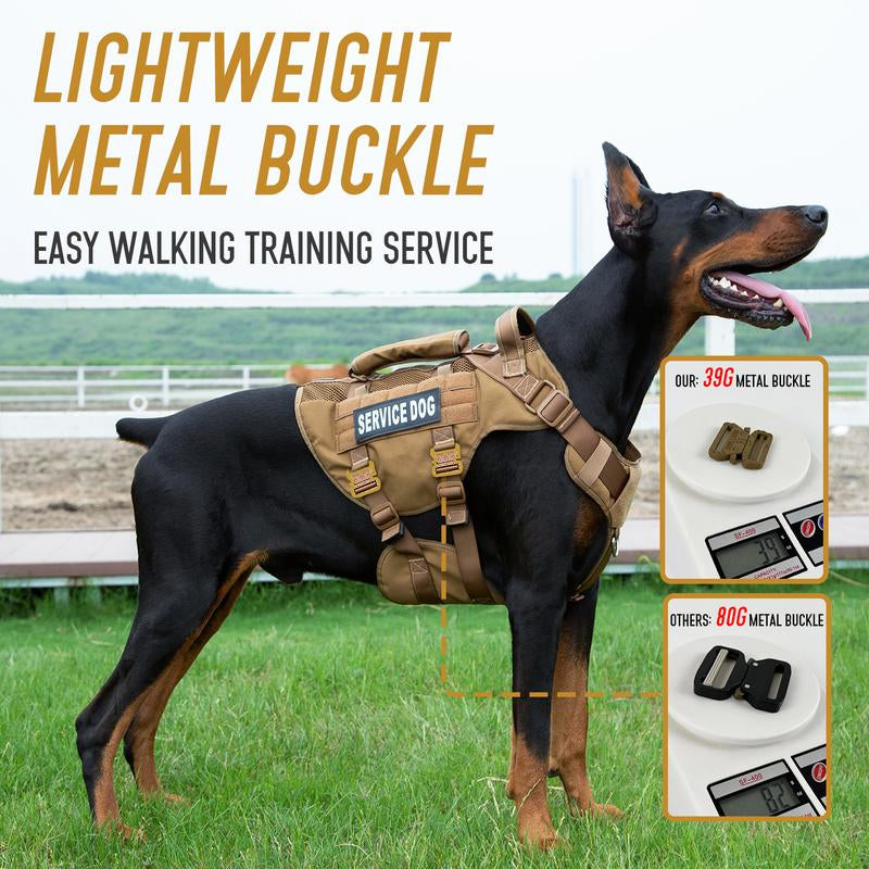 Ultimate Large Dog Service Harness - Breathable Mesh, Military Molle Vest & Heavy-Duty Metal Buckle for Training, Hiking & Walking