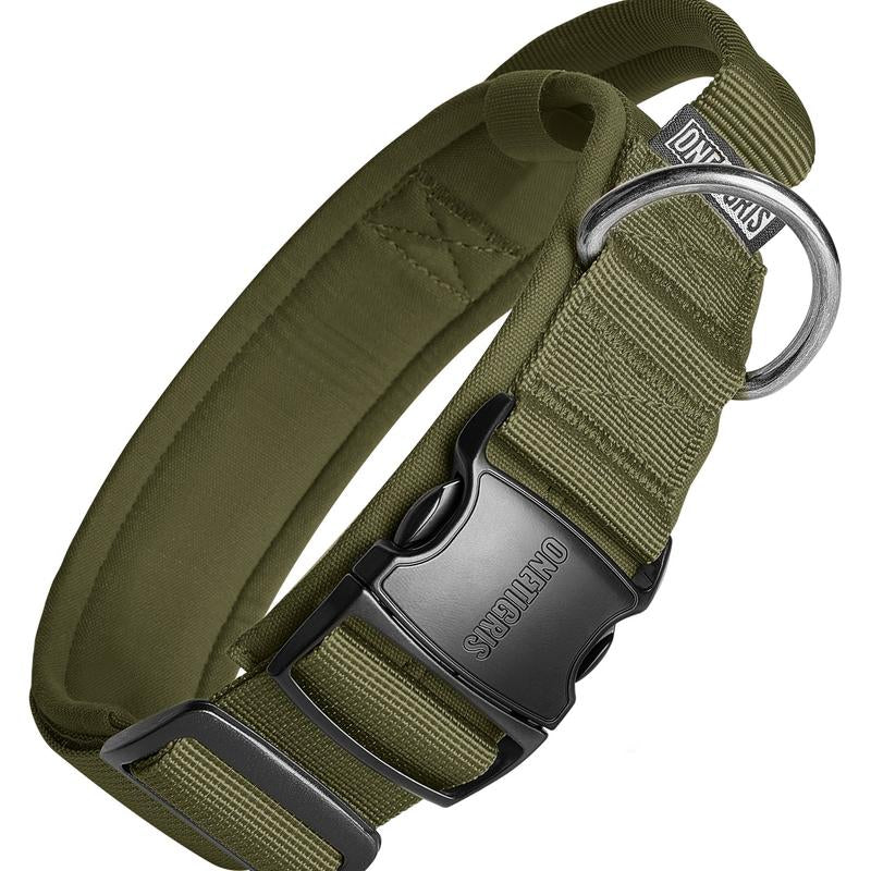Onetigris Military-Grade Tactical Dog Collar with Handle - Adjustable Heavy Duty for Training & Outdoor Adventures - Perfect for Large Dogs & K9 Gear