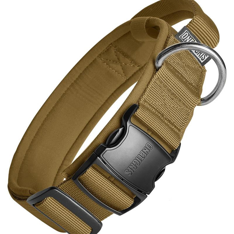 Onetigris Military-Grade Tactical Dog Collar with Handle - Adjustable Heavy Duty for Training & Outdoor Adventures - Perfect for Large Dogs & K9 Gear