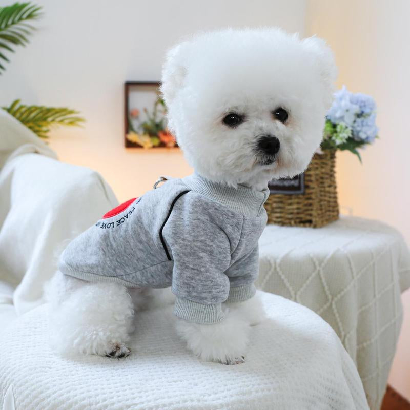 Trendy Heart & Letter Print Pet Sweatshirt - Stylish Round Neck Hoodies for Small Dogs & Cats