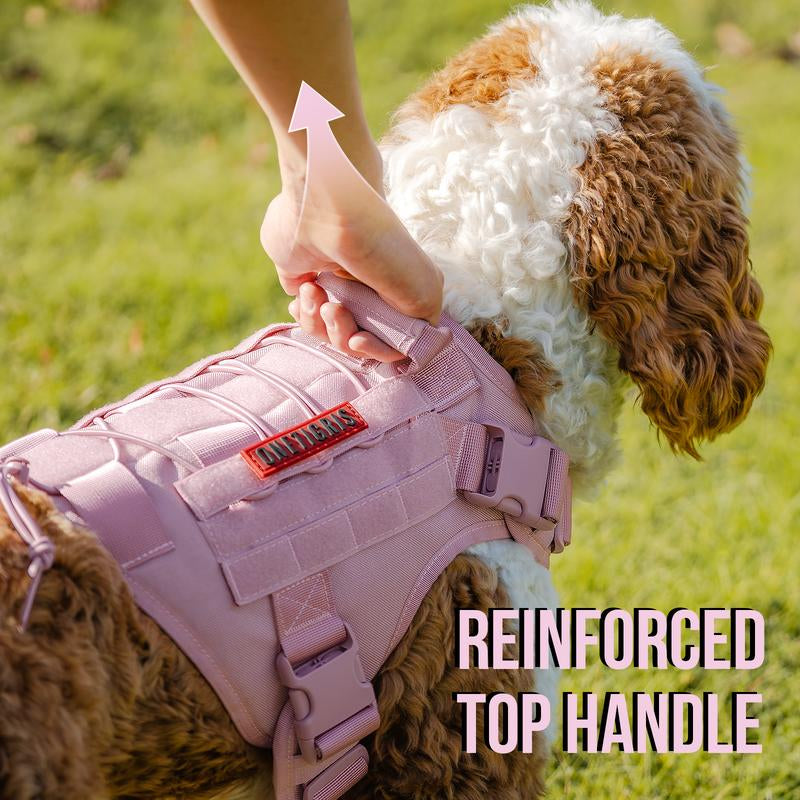 Mountbatten Pink Onetigris Fire Watcher Tactical Dog Harness – Durable MOLLE Safety Vest with Handle & No-Pull D-Rings for Medium & Large Dogs