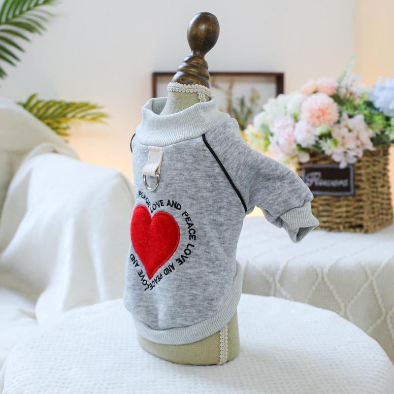 Trendy Heart & Letter Print Pet Sweatshirt - Stylish Round Neck Hoodies for Small Dogs & Cats