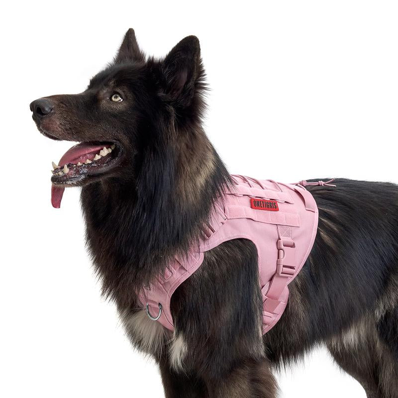 Mountbatten Pink Onetigris Fire Watcher Tactical Dog Harness – Durable MOLLE Safety Vest with Handle & No-Pull D-Rings for Medium & Large Dogs