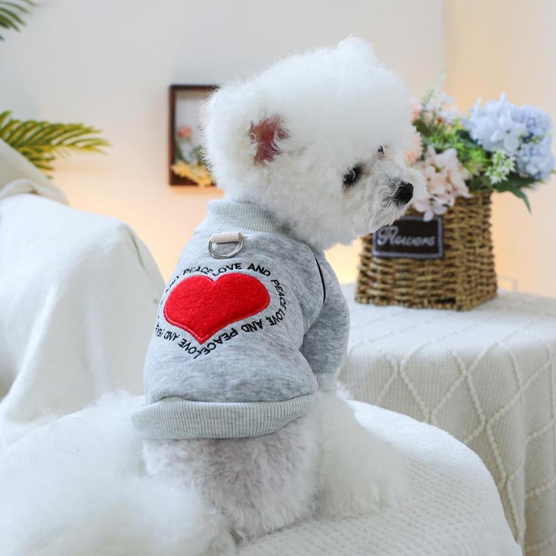 Trendy Heart & Letter Print Pet Sweatshirt - Stylish Round Neck Hoodies for Small Dogs & Cats