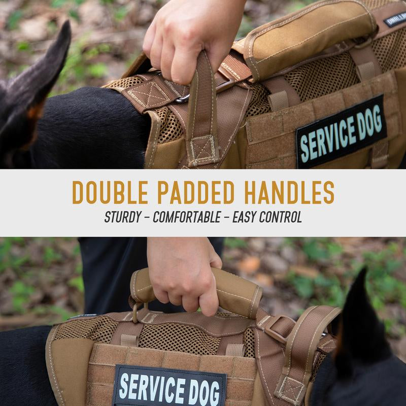 Ultimate Large Dog Service Harness - Breathable Mesh, Military Molle Vest & Heavy-Duty Metal Buckle for Training, Hiking & Walking