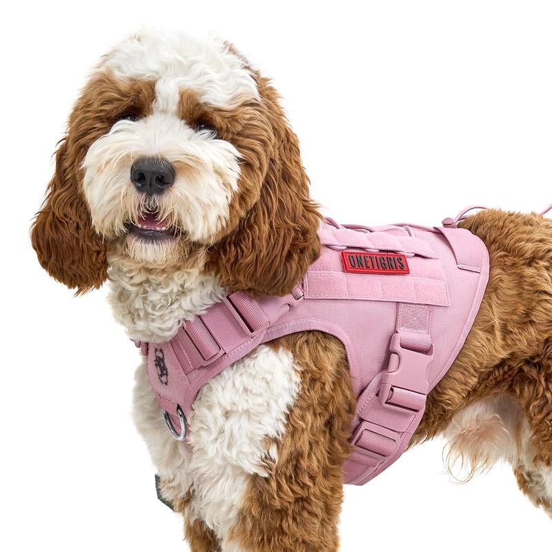 Mountbatten Pink Onetigris Fire Watcher Tactical Dog Harness – Durable MOLLE Safety Vest with Handle & No-Pull D-Rings for Medium & Large Dogs