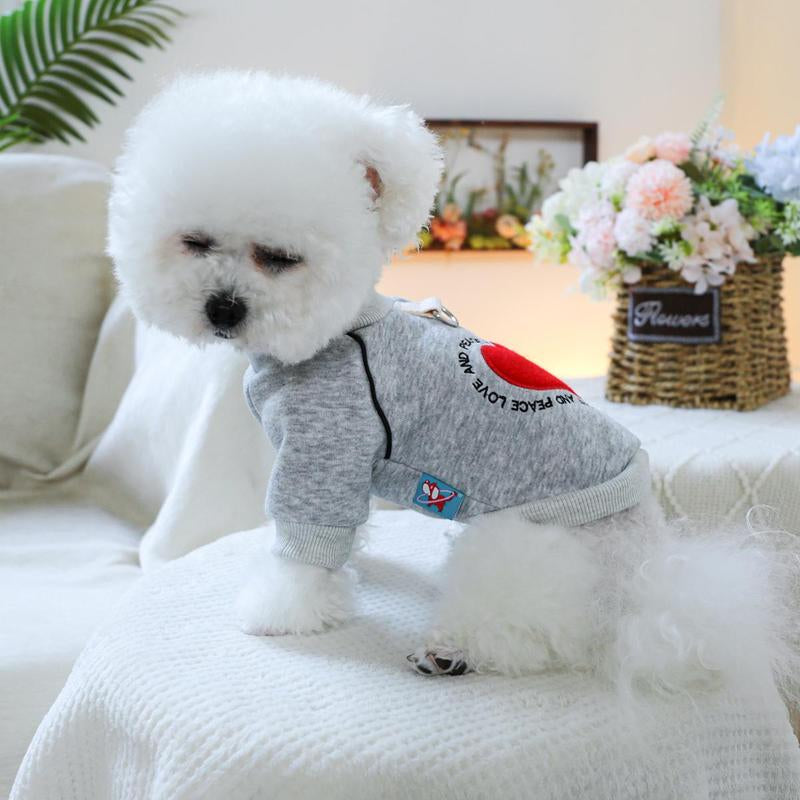 Trendy Heart & Letter Print Pet Sweatshirt - Stylish Round Neck Hoodies for Small Dogs & Cats