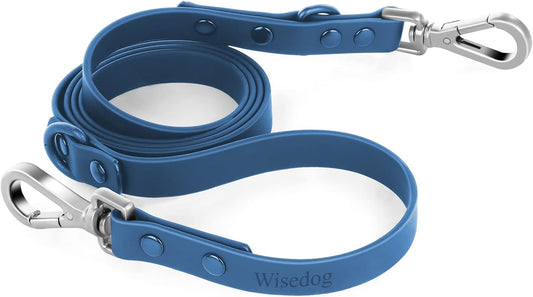 Waterproof Standard Dog Leashes with 2 Hooks, 5 Ft/ 6 Ft Lengths, Adjustable for Traffic Control Safety, for Small, Medium & Large Dogs Walking (Navy,L)