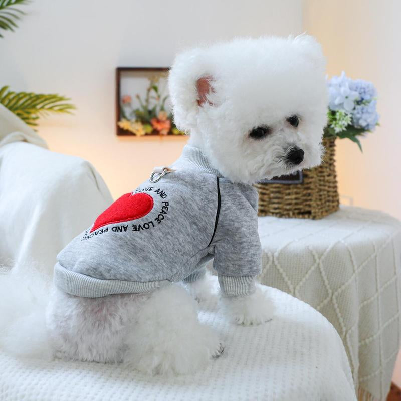 Trendy Heart & Letter Print Pet Sweatshirt - Stylish Round Neck Hoodies for Small Dogs & Cats
