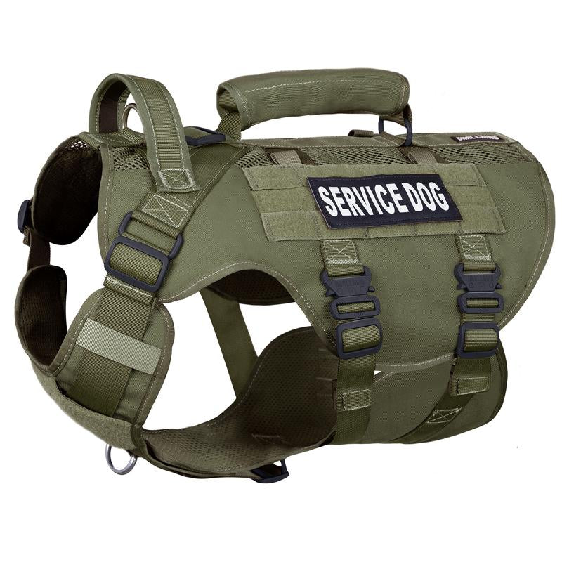 Ultimate Large Dog Service Harness - Breathable Mesh, Military Molle Vest & Heavy-Duty Metal Buckle for Training, Hiking & Walking