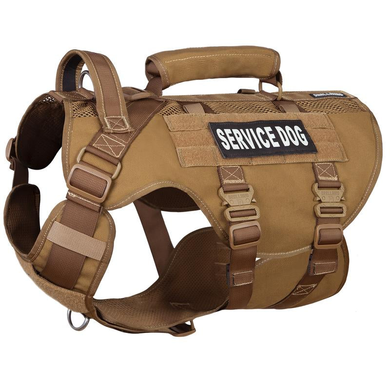 Ultimate Large Dog Service Harness - Breathable Mesh, Military Molle Vest & Heavy-Duty Metal Buckle for Training, Hiking & Walking