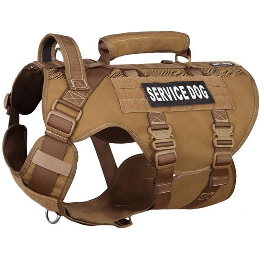 Ultimate Large Dog Service Harness - Breathable Mesh, Military Molle Vest & Heavy-Duty Metal Buckle for Training, Hiking & Walking