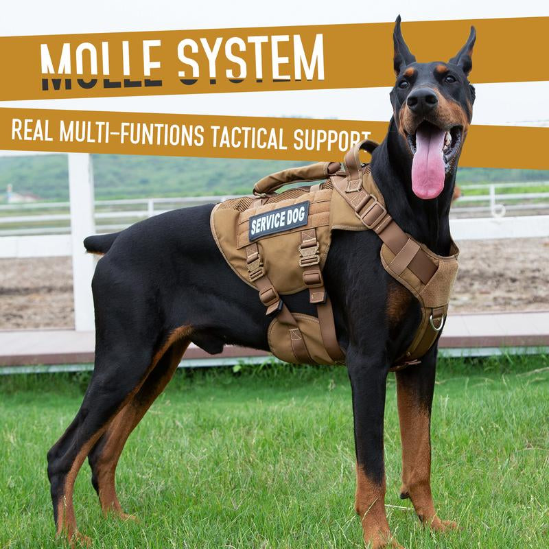 Ultimate Large Dog Service Harness - Breathable Mesh, Military Molle Vest & Heavy-Duty Metal Buckle for Training, Hiking & Walking