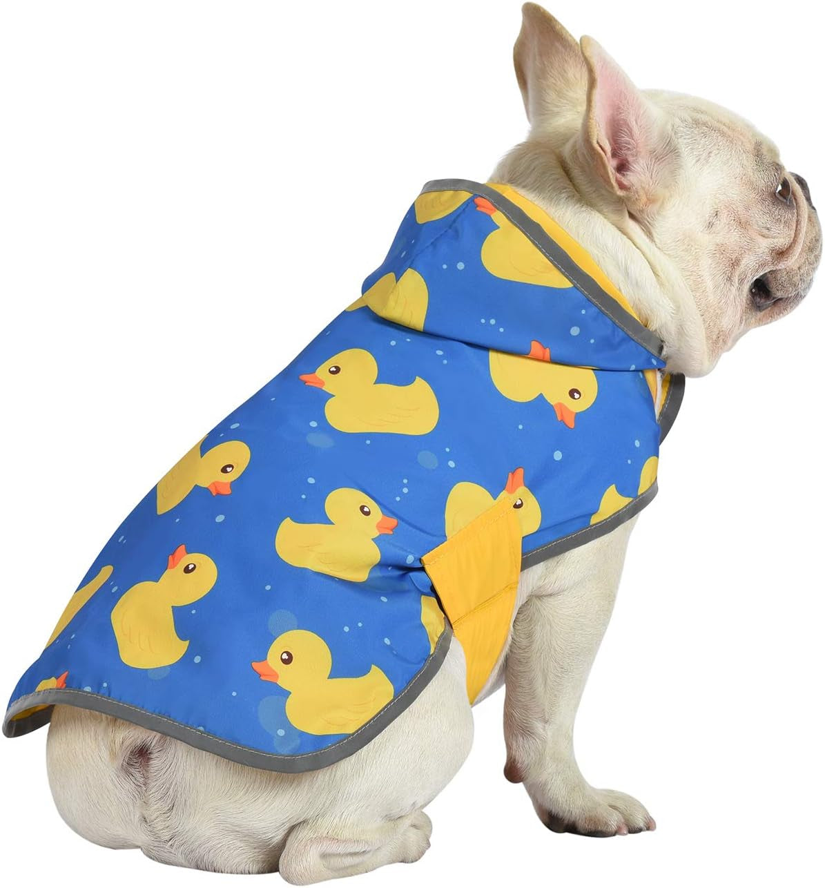 Reversible Dog Raincoat Hooded Slicker Poncho Rain Coat Jacket for Small Medium Large Dogs Ducks Yellow - M